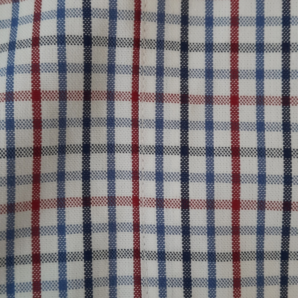 Paul Fredrick White/Blue/Red Check Button Down Long Sleeve Shirt Size 16.5- 35 - Picture 5 of 8